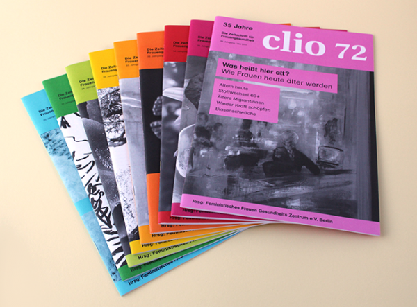 Gestaltung der Zeitschrift clio für das FFGZ e.V. Berlin, Design verschiedener Titelbilder